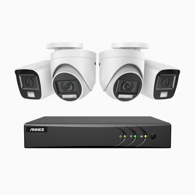 ADLK500 - 3K 8 Channel Wired Security System with 2 Bullet & 2 Turret Cameras, Color & IR Night Vision, 3072*1728 Resolution, f/1.2 Super Aperture, 4-in-1 Output Signal, Built-in Microphone, IP67