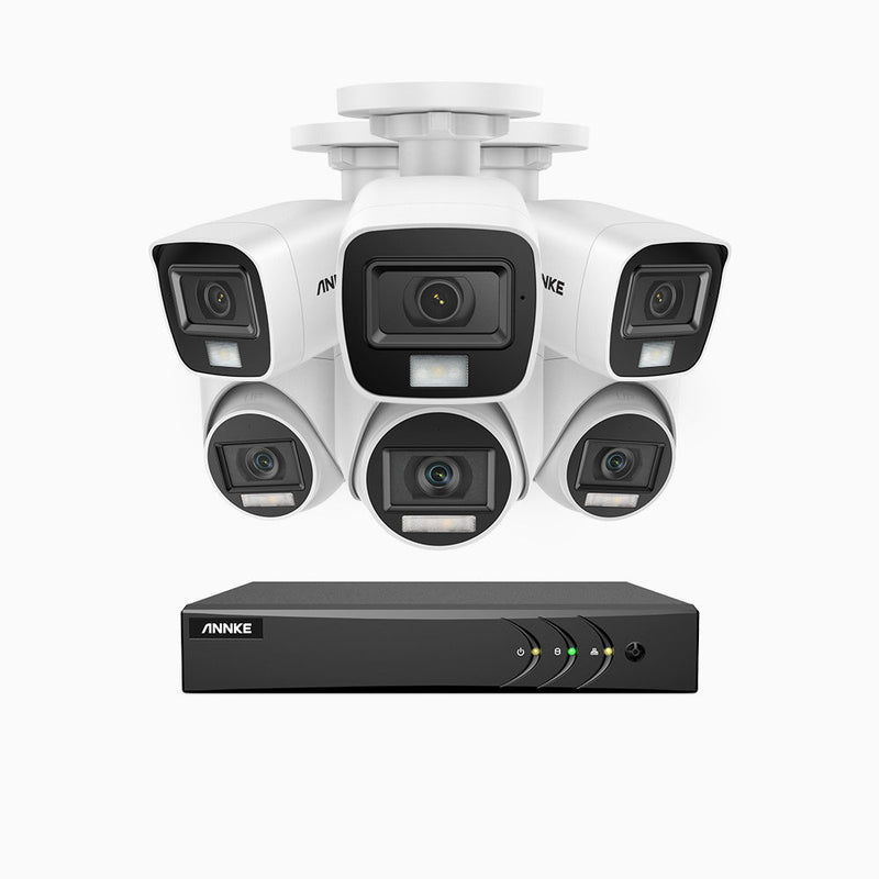 ADLK500 - 3K 8 Channel Wired Security System with 3 Bullet & 3 Turret Cameras, Color & IR Night Vision, 3072*1728 Resolution, f/1.2 Super Aperture, 4-in-1 Output Signal, Built-in Microphone, IP67