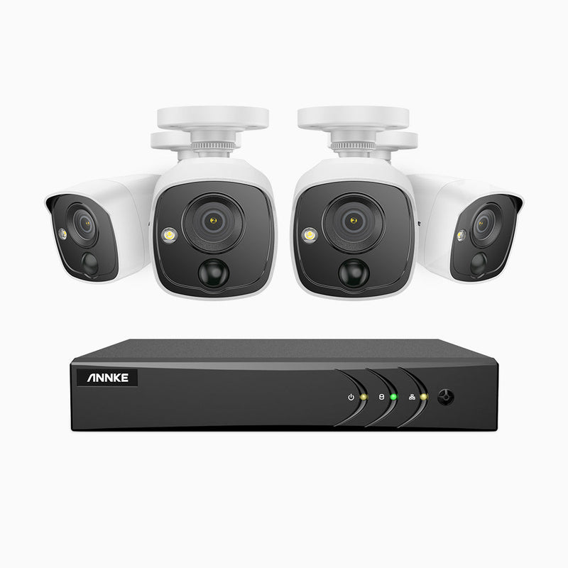 EP200 – 1080p 8 Channel 4 PIR Cameras Outdoor Wired Security System, Accurate Alerts, White Light Alarm, H.265+ Smart DVR with Human & Vehicle Detection, 100 ft Infrared Night Vision