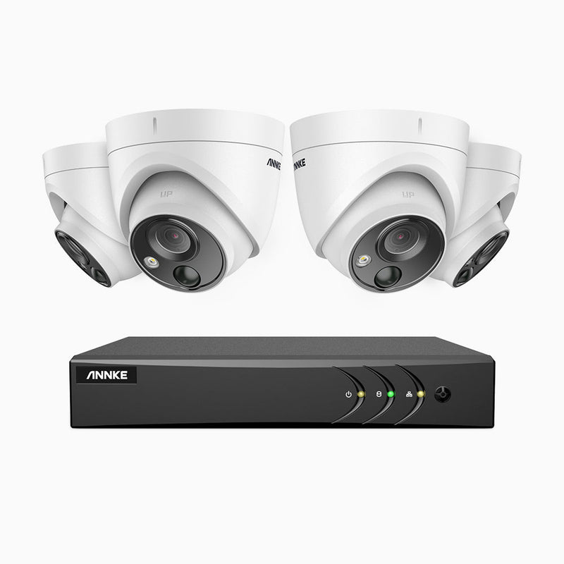 EP200 – 1080p 8 Channel 4 PIR Cameras Outdoor Wired Security System, Accurate Alerts, White Light Alarm, H.265+ Smart DVR with Human & Vehicle Detection, 100 ft Infrared Night Vision