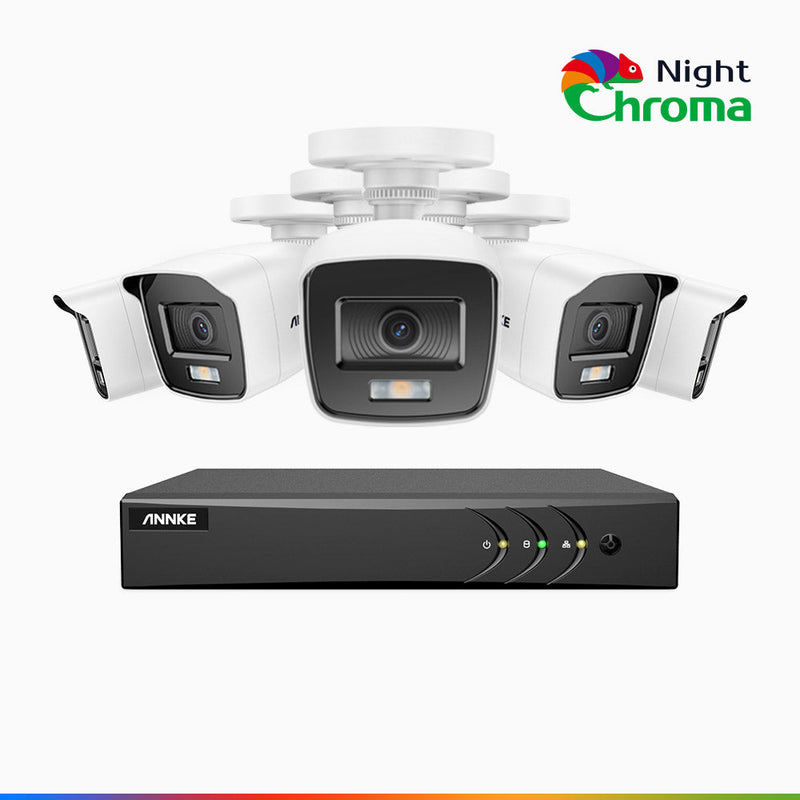 NightChroma<sup>TM</sup> NAK200 - 1080P 8 Channel 5 Camera Wired CCTV System, Acme Color Night Vision, f/1.0 Super Aperture, 0.001 Lux, 121° FoV, Active Alignment