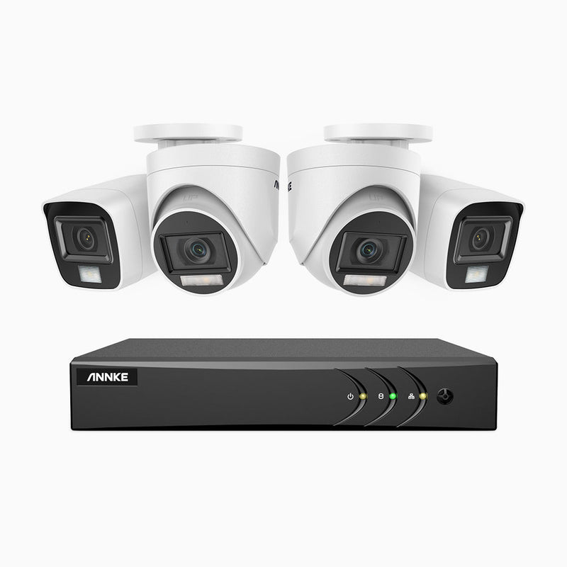 ADLK200 - 1080P 8 Channel Wired Security System with 2 Bullet & 2 Turret Cameras, Color & IR Night Vision, 4-in-1 Output Signal, Built-in Microphone, IP67 Weatherproof