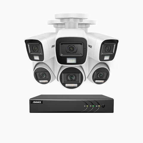 ADLK200 - 1080P 8 Channel Wired Security System with 3 Bullet & 3 Turret Cameras, Color & IR Night Vision, 4-in-1 Output Signal, Built-in Microphone, IP67 Weatherproof