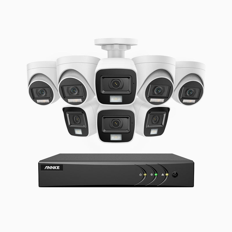 ADLK200 - 1080P 8 Channel Wired Security System with 4 Bullet & 4 Turret Cameras, Color & IR Night Vision, 4-in-1 Output Signal, Built-in Microphone, IP67 Weatherproof