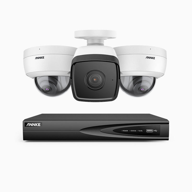 H500 - 5MP 4 Channel PoE Security System with 1 Bullet & 2 Dome Cameras, EXIR 2.0 Night Vision, Built-in Mic & SD Card Slot, Works with Alexa , IP67