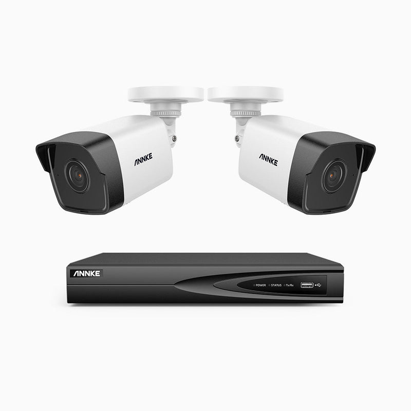 H500 - 5MP 4 Channel 2 Cameras PoE Security System, EXIR 2.0 Night Vision, Built-in Mic & SD Card Slot, RTSP Supported , IP67