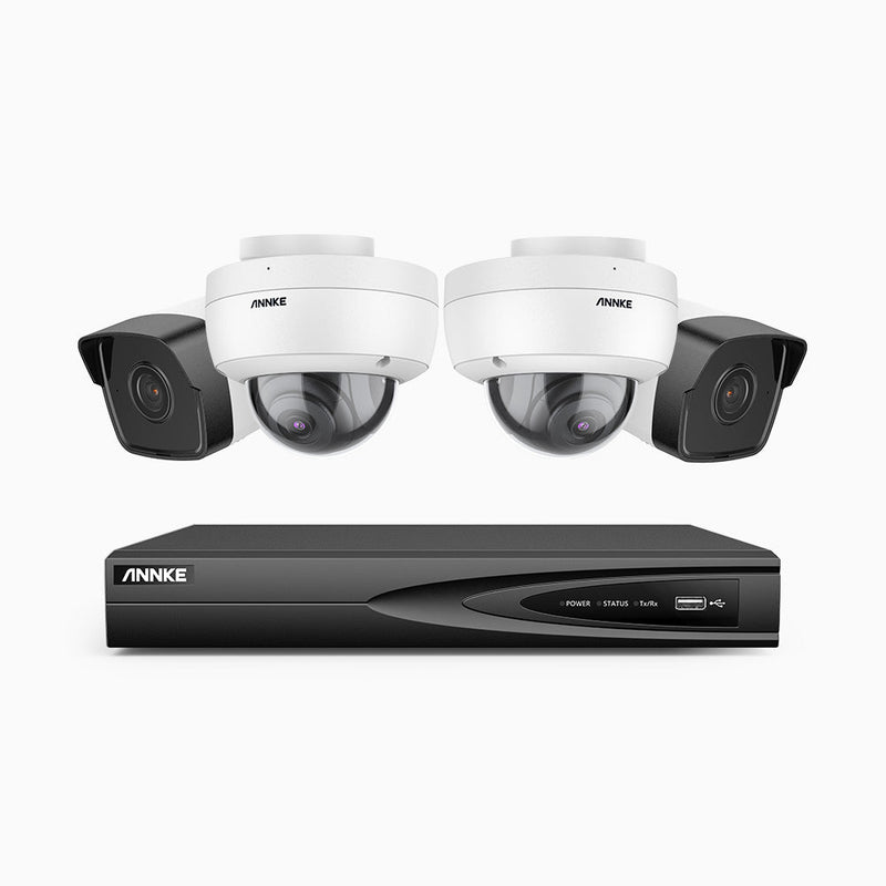 H500 - 5MP 4 Channel PoE Security System with 2 Bullet & 2 Dome Cameras, EXIR 2.0 Night Vision, Built-in Mic & SD Card Slot, Works with Alexa , IP67