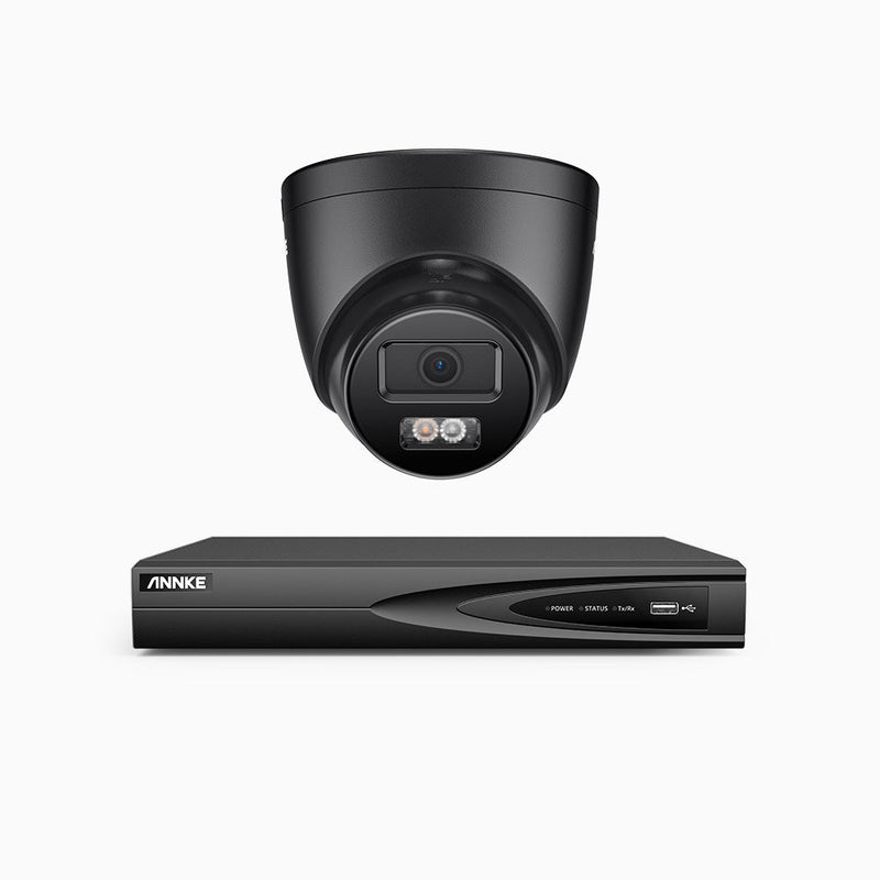 AH500 - 3K 4 Channel 1 Camera PoE Security System, Color & IR Night Vision, 3072*1728 Resolution, f/1.6 Aperture (0.005 Lux), Human & Vehicle Detection, Built-in Microphone, IP67