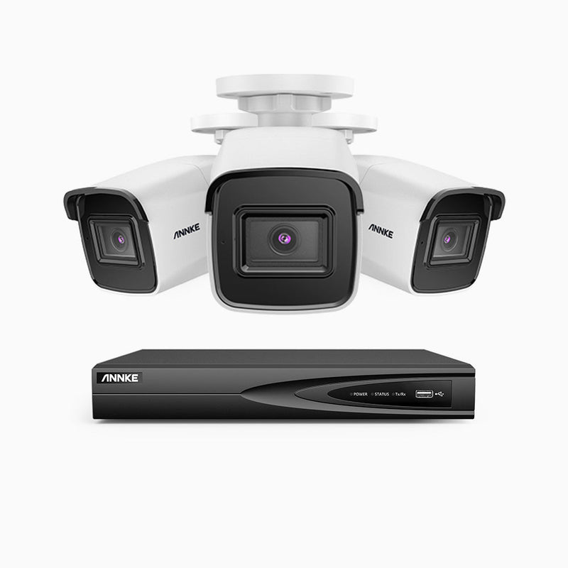 H800 - 4K 4 Channel 3 Cameras PoE Security System, Human & Vehicle Detection, EXIR 2.0 Night Vision, 123° FoV, Built-in Mic, RTSP Supported