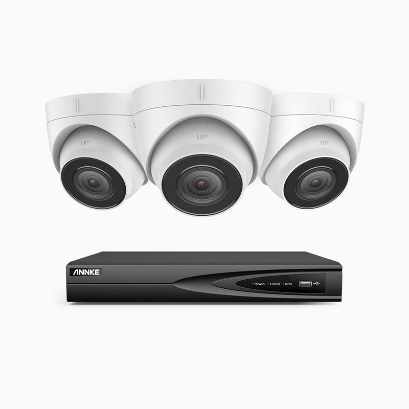 H800 - 4K 4 Channel 3 Cameras PoE Security System, Human & Vehicle Detection, EXIR 2.0 Night Vision, 123° FoV, Built-in Mic, RTSP Supported