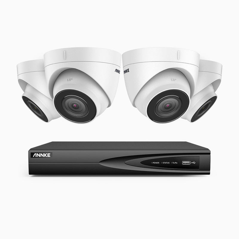 H800 - 4K 4 Channel 4 Cameras PoE Security System, Human & Vehicle Detection, EXIR 2.0 Night Vision, 123° FoV, Built-in Mic, RTSP Supported
