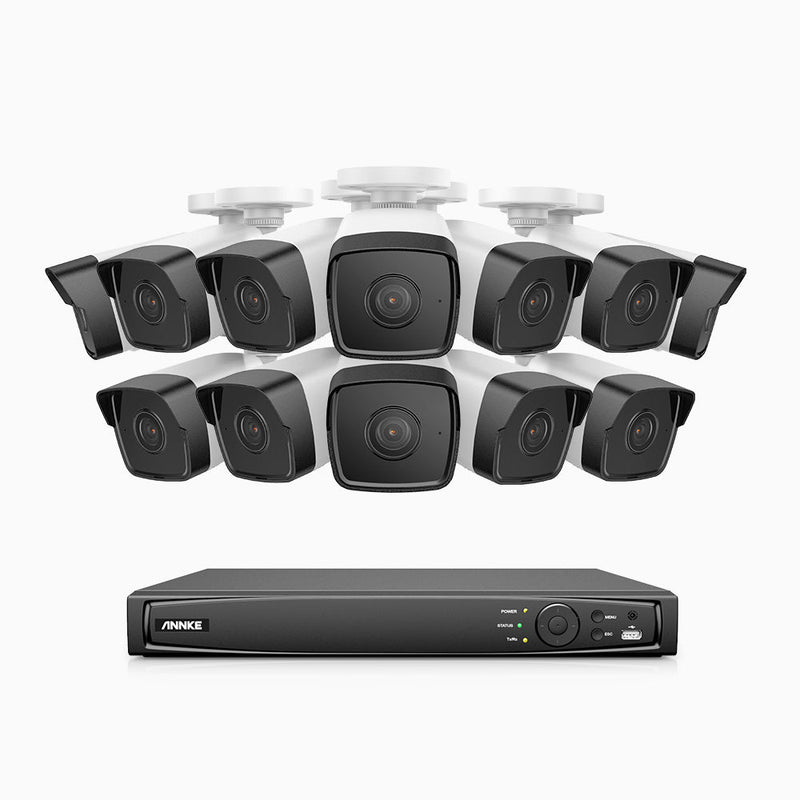 H500 - 5MP 16 Channel 12 Camera PoE Security System, EXIR 2.0 Night Vision, Built-in Mic & SD Card Slot, IP67, Works with Alexa