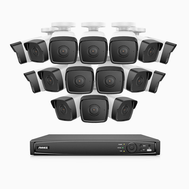 H500 - 5MP 16 Channel 16 Camera PoE Security System, EXIR 2.0 Night Vision, Built-in Mic & SD Card Slot, IP67, Works with Alexa