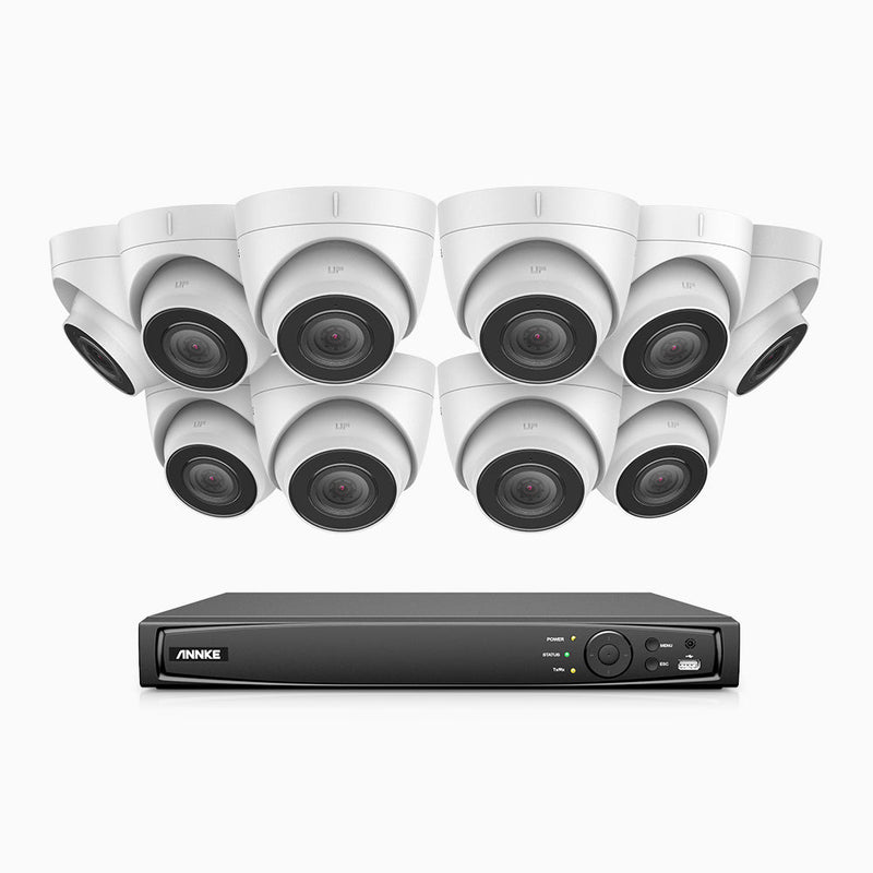 H500 - 5MP 16 Channel 10 Cameras PoE Security System, EXIR 2.0 Night Vision, Built-in Mic & SD Card Slot, IP67, Works with Alexa