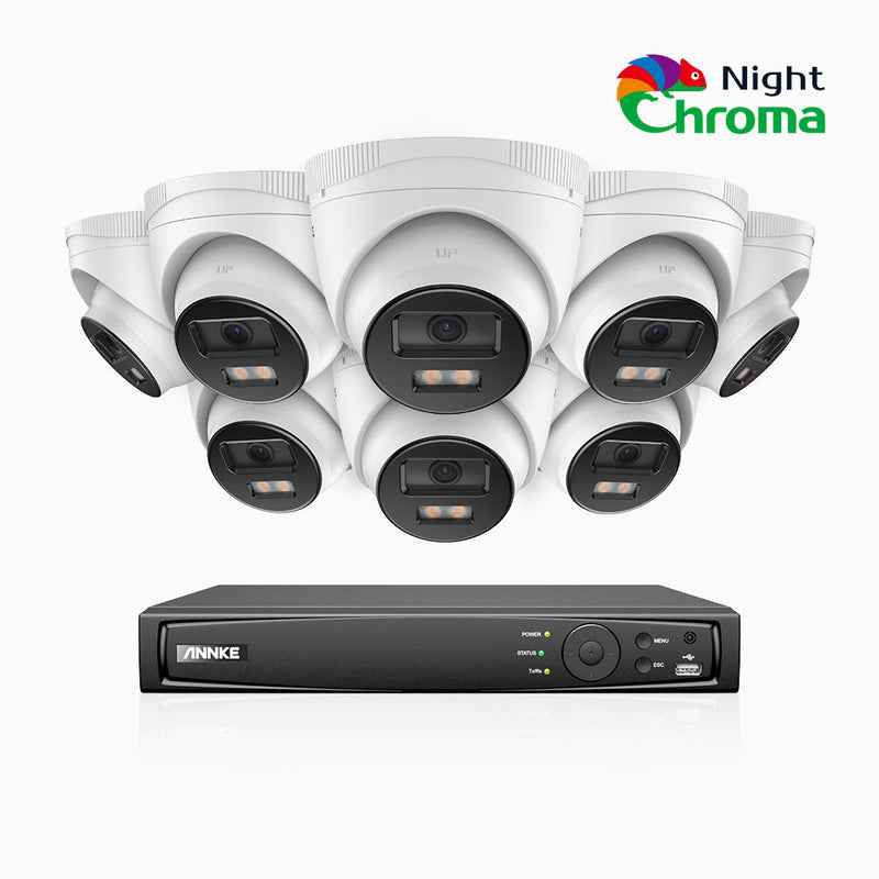 NightChroma<sup>TM</sup> NCK400 - 4MP 16 Channel 8 Camera PoE Security System, Acme Color Night Vision, f/1.0 Super Aperture, Active Alignment , Built-in Microphone