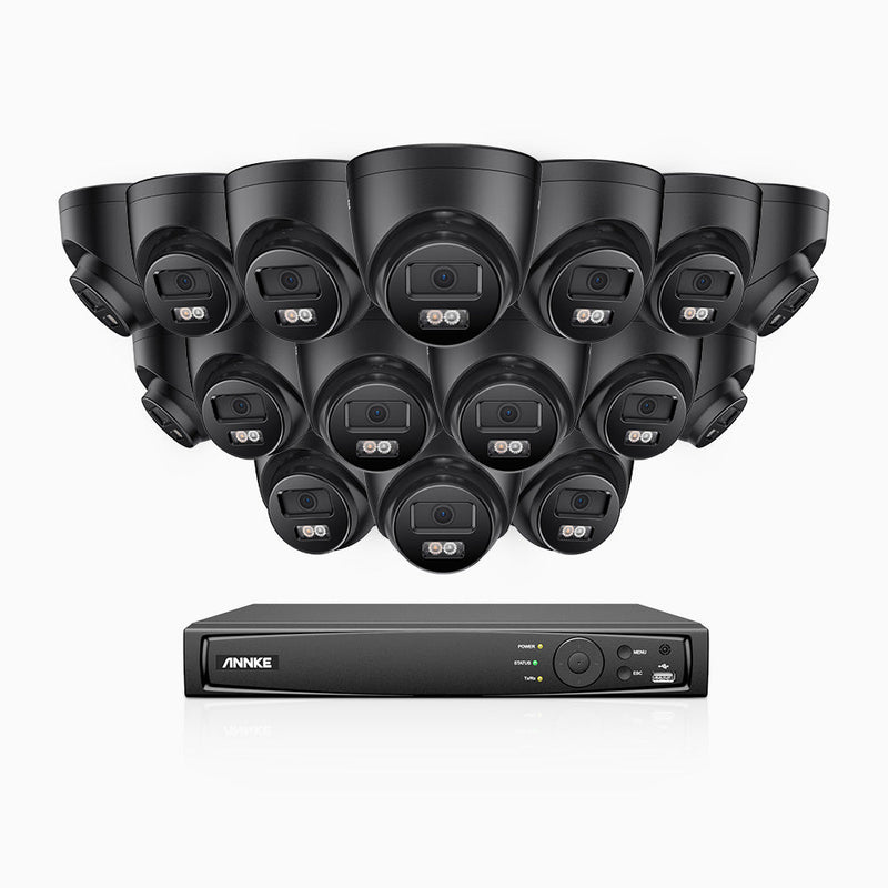 AH500 - 3K 16 Channel 16 Camera PoE Security System, Color & IR Night Vision, 3072*1728 Resolution, f/1.6 Aperture (0.005 Lux), Human & Vehicle Detection, Built-in Microphone, IP67
