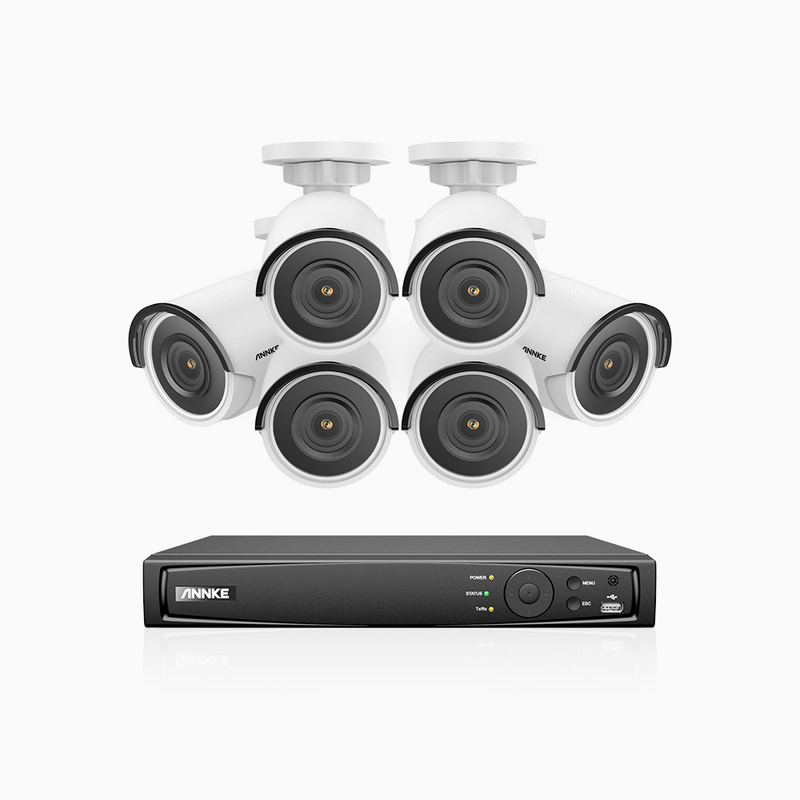H800 - 4K 16 Channel 6 Cameras PoE Security System, Human & Vehicle Detection, EXIR 2.0 Night Vision, 123° FoV, RTSP  Supported