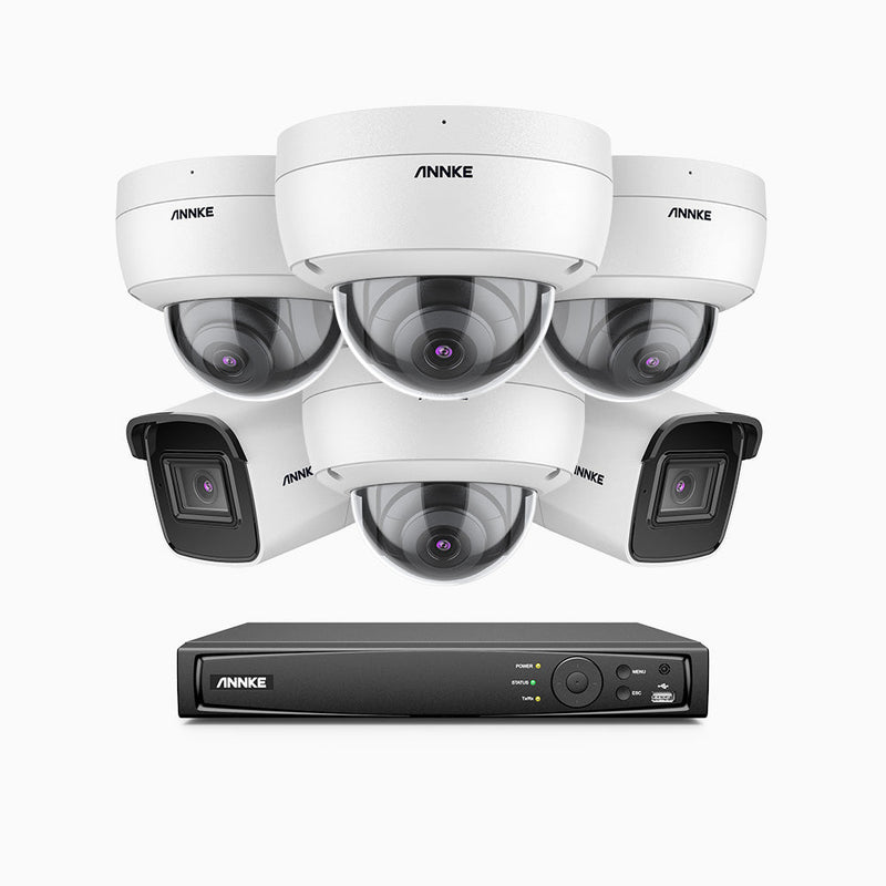 H800 - 4K 16 Channel PoE Security CCTV System with 2 Bullet & 4 Dome (IK10) Cameras, Vandal-Resistant, Human & Vehicle Detection, EXIR 2.0 Night Vision, 123° FoV, Built-in Mic, RTSP Supported