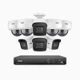 H800 - 4K 16 Channel PoE Security System with 4 Bullet & 4 Dome (IK10) Cameras, Vandal-Resistant, Human & Vehicle Detection, EXIR 2.0 Night Vision, 123° FoV, Built-in Mic, RTSP Supported