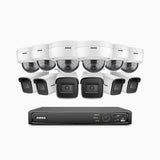 H800 - 4K 16 Channel PoE Security System with 6 Bullet & 6 Dome (IK10) Cameras, Vandal-Resistant, Human & Vehicle Detection, EXIR 2.0 Night Vision, 123° FoV, Built-in Mic, RTSP Supported