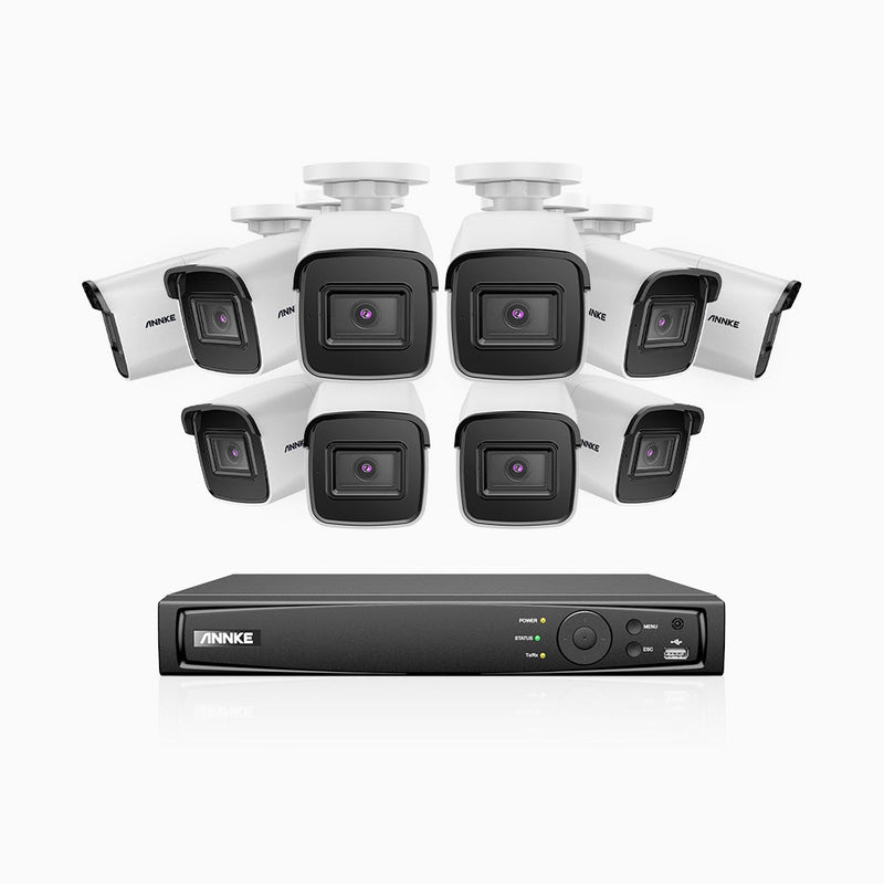 H800 - 4K 16 Channel 10 Cameras PoE Security System, Human & Vehicle Detection, Built-in Mic, EXIR 2.0 Night Vision, 123° FoV, RTSP Supported
