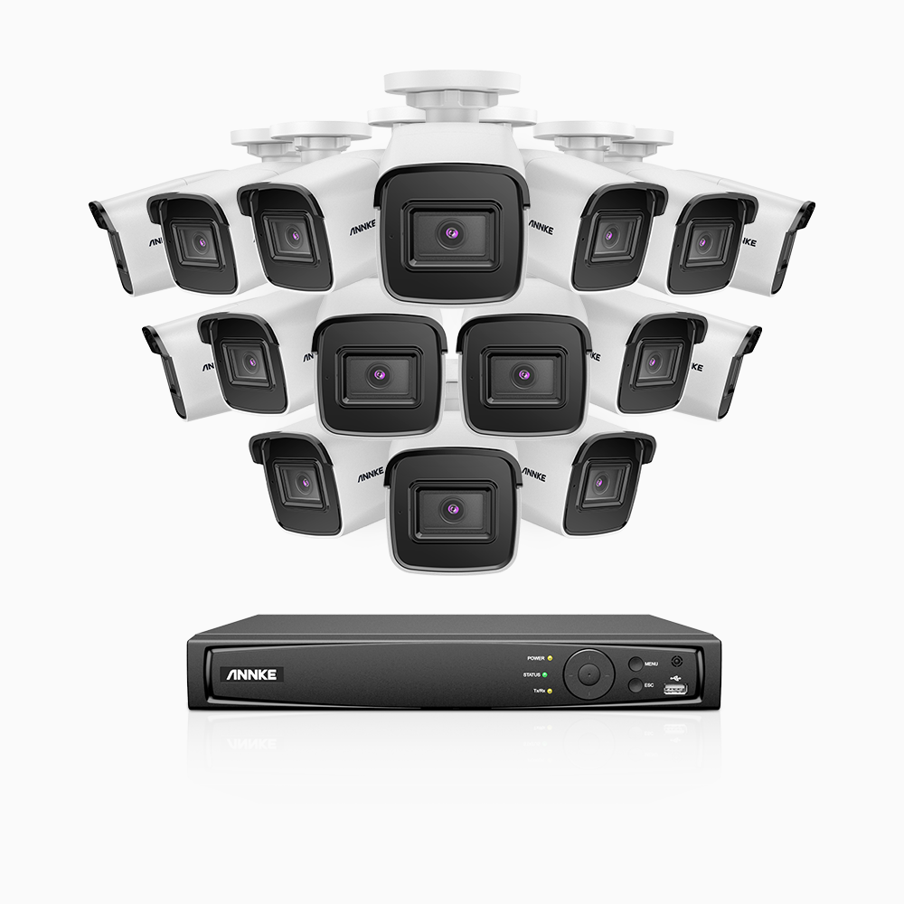 H800 - 4K 16 Channel 16 Cameras PoE Security System, Human & Vehicle Detection, EXIR 2.0 Night Vision, 123° FoV, RTSP Supported