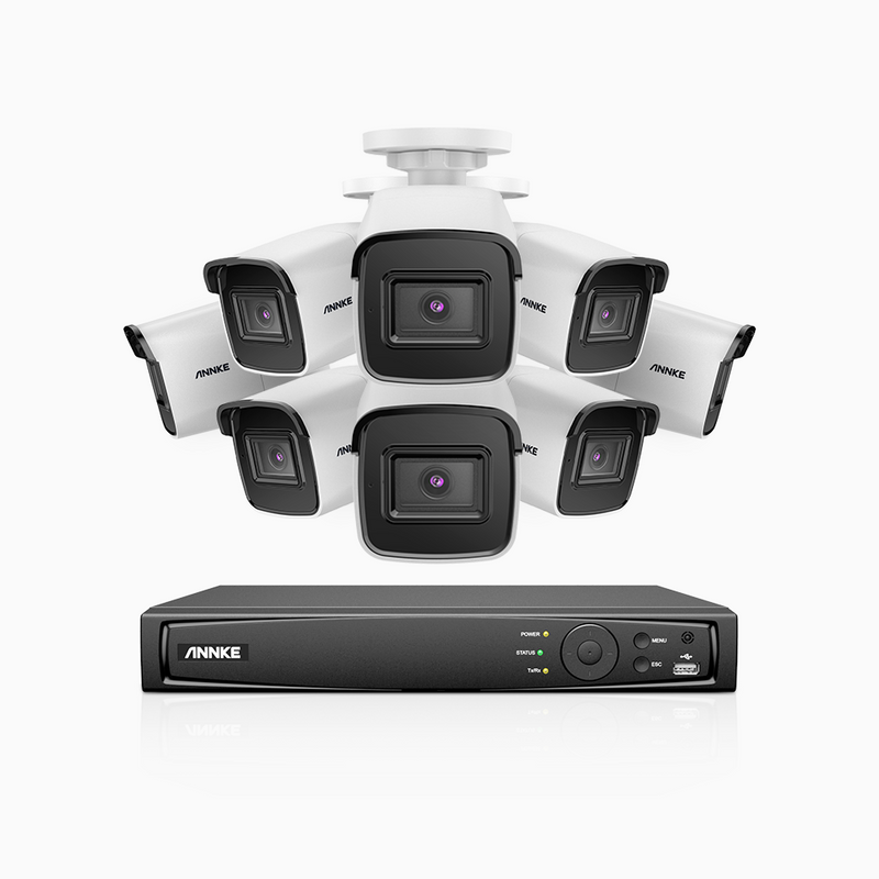 H800 - 4K 16 Channel 8 Cameras PoE Security System, Human & Vehicle Detection, Built-in Micphone, EXIR 2.0 Night Vision, 123° FoV, RTSP Supported