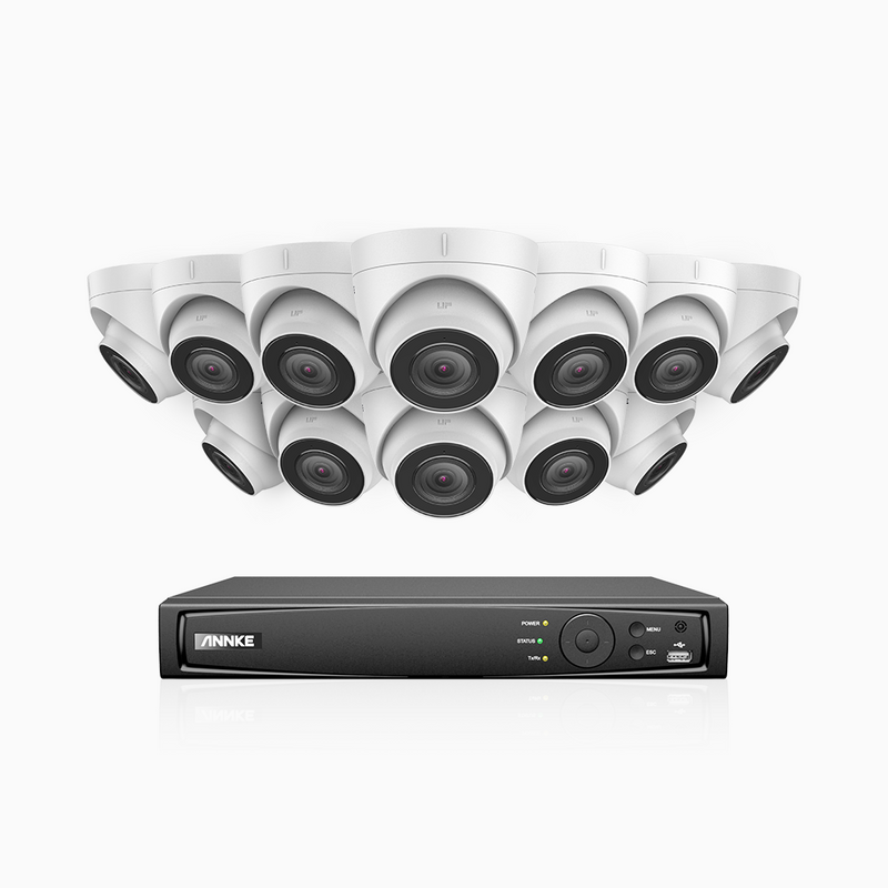 H800 - 4K 16 Channel 12 Cameras PoE Security System, Human & Vehicle Detection, Built-in Micphone, EXIR 2.0 Night Vision, 123° FoV, RTSP Supported