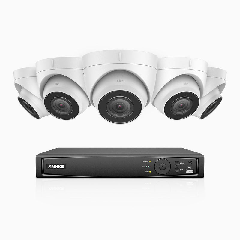 H800 - 4K 8 Channel 5 Cameras PoE Security System, Human & Vehicle Detection, Built-in Micphone & SD Card Slot, EXIR 2.0 Night Vision, 123° FoV, RTSP Supported