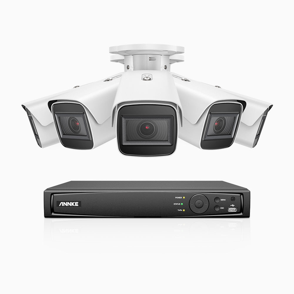 HZ800 - 4K 8 Channel PoE System with 5 pcs Optical Zoom Security Cameras, 1/2.5" Sony STARVIS Sensor, 2.8-12 mm Lens, 164 ft Color Night Vision, Face Detection & Behavior Analysis