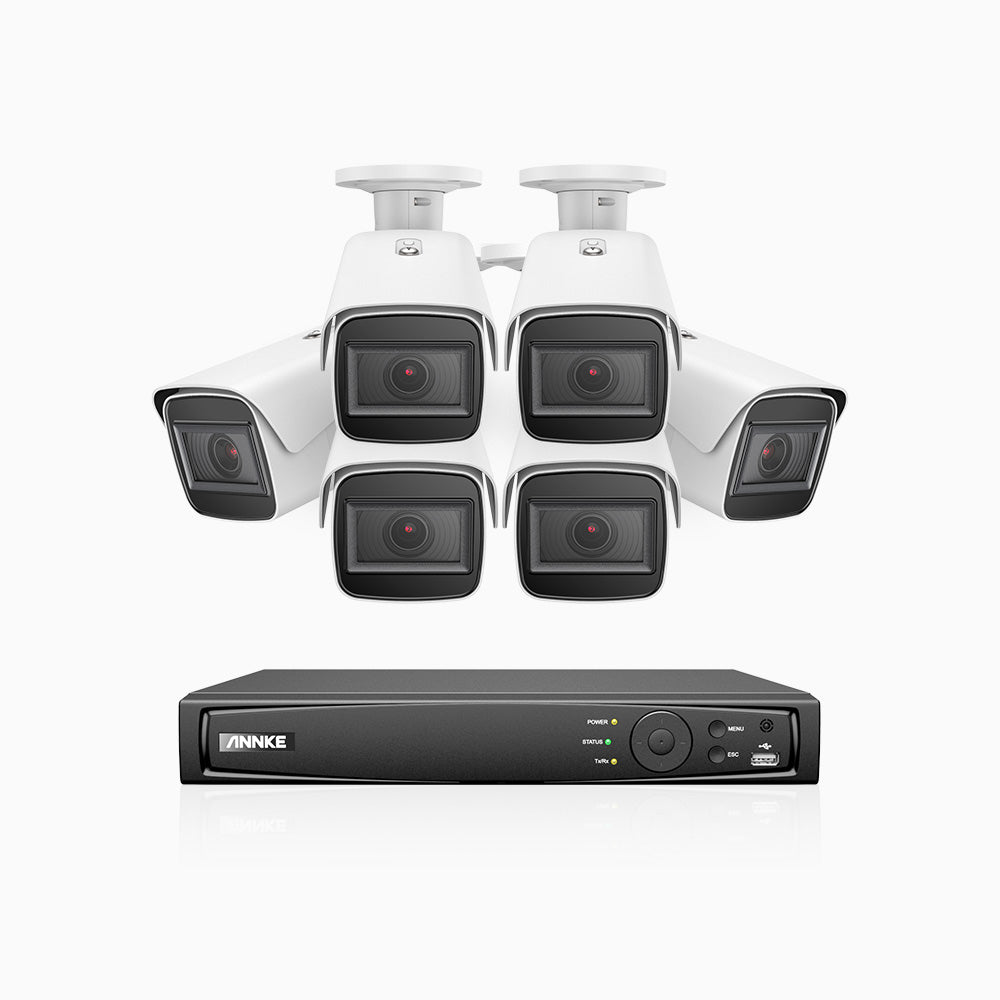 HZ800 - 4K 8 Channel PoE System with 6 pcs Optical Zoom Security Cameras, 1/2.5" Sony STARVIS Sensor, 2.8-12 mm Lens, 164 ft Color Night Vision, Face Detection & Behavior Analysis