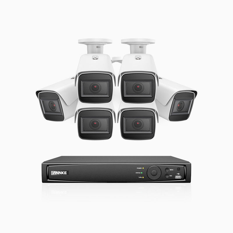 HZ800 - 4K 8 Channel PoE System with 6 pcs Optical Zoom Security Cameras, 1/2.5