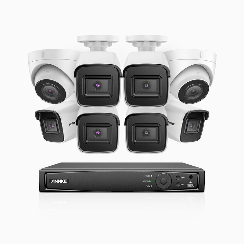 H800 - 4K 8 Channel PoE Security System with 6 Bullet & 2 Turret Cameras, Human & Vehicle Detection,EXIR 2.0 Night Vision, 123° FoV, Built-in Mic, RTSP Supported