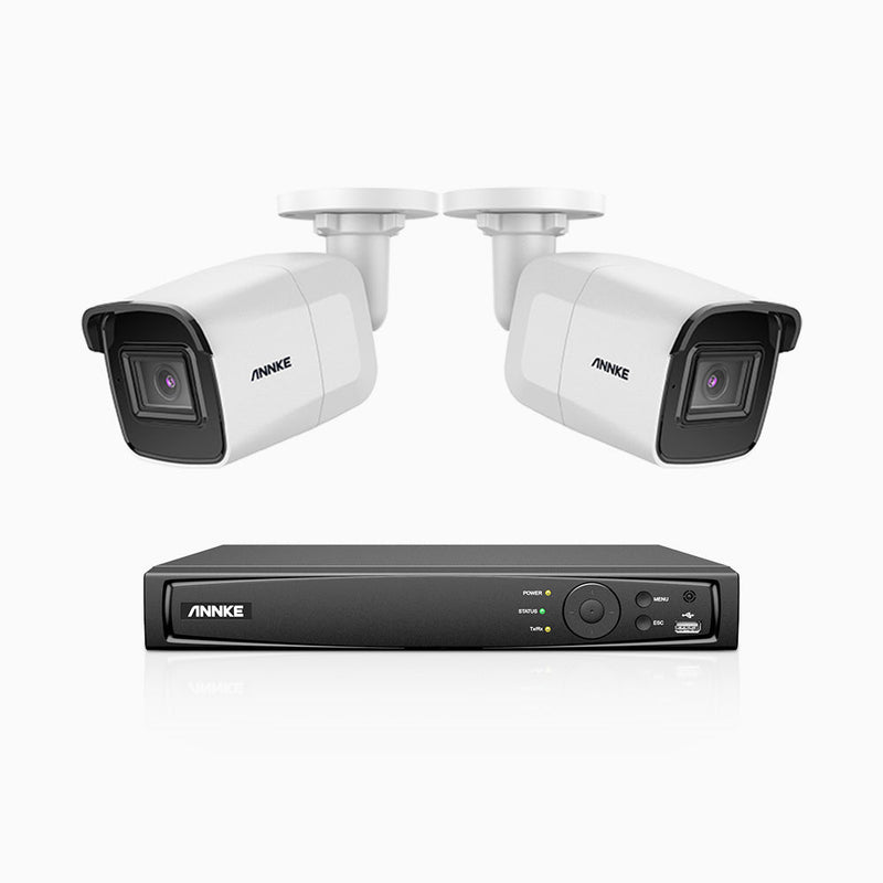 H800 - 4K 8 Channel 2 Cameras PoE Security System, Human & Vehicle Detection, EXIR 2.0 Night Vision, 123° FoV, Built-in Mic, RTSP Supported