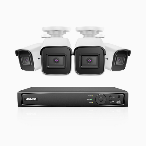 H800 - 4K 8 Channel 4 Cameras PoE Security System, Human & Vehicle Detection, Built-in Micphone, EXIR 2.0 Night Vision, 123° FoV, RTSP Supported