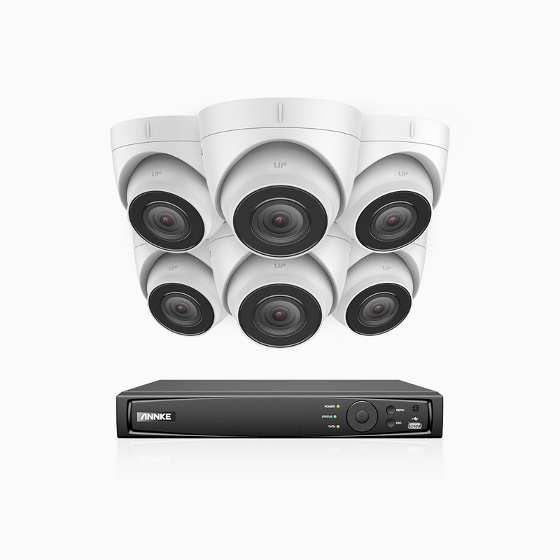 H800 - 4K 8 Channel 6 Cameras PoE Security System, Human & Vehicle Detection, Built-in Micphone, EXIR 2.0 Night Vision, 123° FoV, RTSP Supported