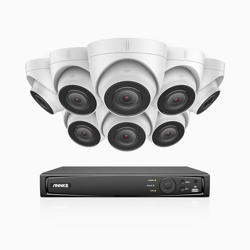 H800 - 4K 8 Channel 8 Cameras PoE Security System, Human & Vehicle Detection, Built-in Micphone, EXIR 2.0 Night Vision, 123° FoV, RTSP Supported