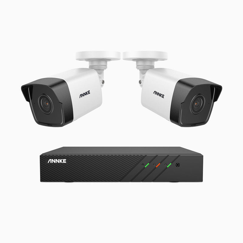 H500 - 5MP 8 Channel 2 Cameras PoE Security System, EXIR 2.0 Night Vision, Built-in Mic & SD Card Slot, RTSP Supported, IP67, Works with Alexa , IP67