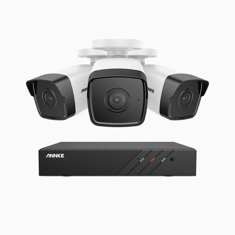 H500 - 5MP Super HD 8 Channel 3 Cameras PoE Security System, EXIR 2.0 Night Vision, Built-in Micphone & SD Card Slot, Works with Alexa , IP67