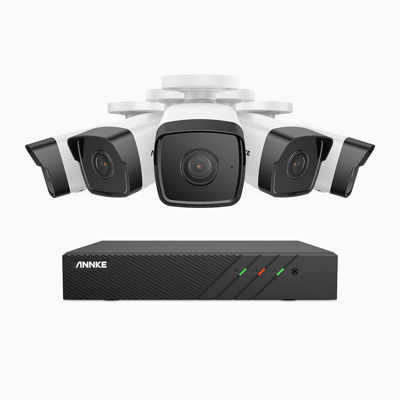 H500 - 5MP Super HD 8 Channel 5 Cameras PoE Security System, EXIR 2.0 Night Vision, Built-in Mic & SD Card Slot, Works with Alexa , IP67