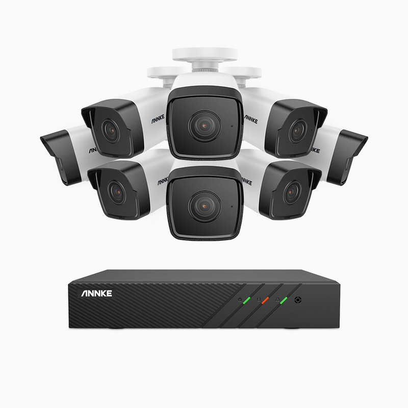 H500 - 5MP Super HD 8 Channel 8 Cameras PoE Security System, EXIR 2.0 Night Vision, Built-in Micphone & SD Card Slot, Works with Alexa , IP67