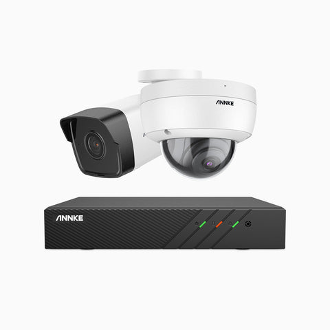 H500 - 5MP 8 Channel PoE Security System with 1 Bullet & 1 Dome Cameras, EXIR 2.0 Night Vision, Built-in Mic & SD Card Slot, Works with Alexa , IP67
