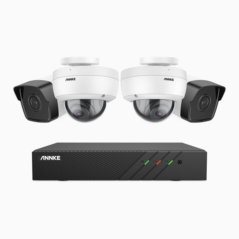 H500 - 5MP 8 Channel PoE Security System with 2 Bullet & 2 Dome Cameras, EXIR 2.0 Night Vision, Built-in Mic & SD Card Slot, Works with Alexa , IP67