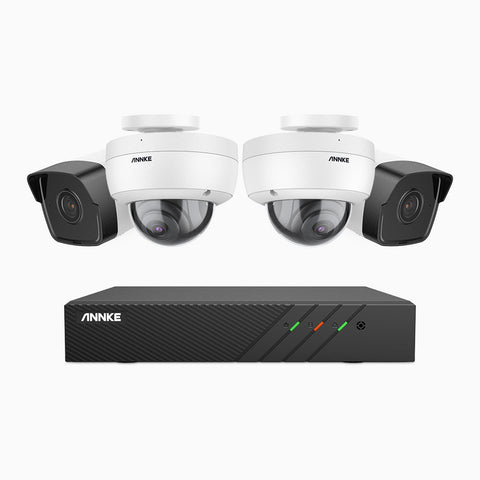 H500 - 5MP 8 Channel PoE Security System with 2 Bullet & 2 Dome Cameras, EXIR 2.0 Night Vision, Built-in Mic & SD Card Slot, Works with Alexa , IP67