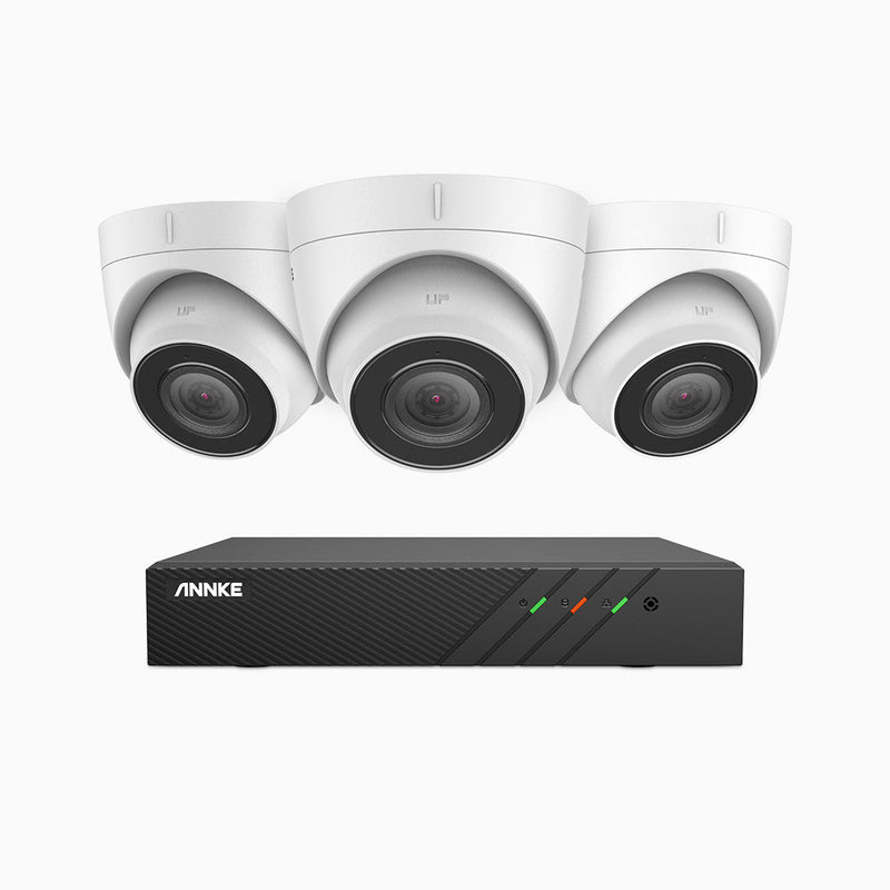 H500 - 5MP Super HD 8 Channel 3 Cameras PoE Security System, EXIR 2.0 Night Vision, Built-in Micphone & SD Card Slot, Works with Alexa , IP67