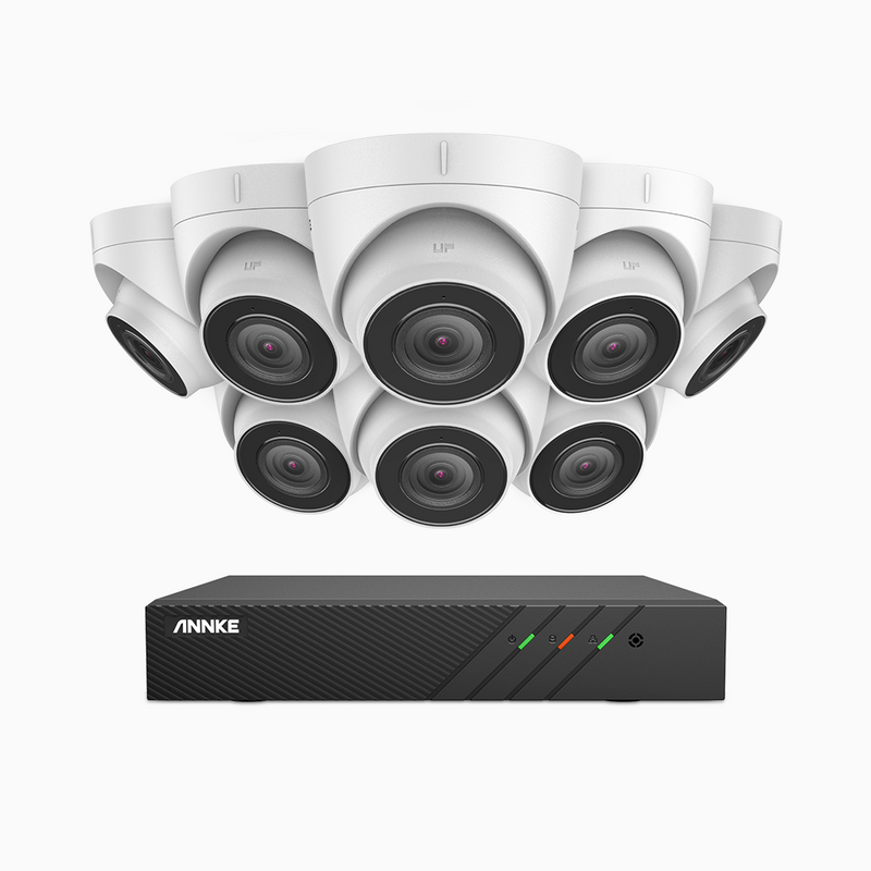 H500 - 5MP Super HD 8 Channel 8 Cameras PoE Security System, EXIR 2.0 Night Vision, Built-in Micphone & SD Card Slot, Works with Alexa , IP67