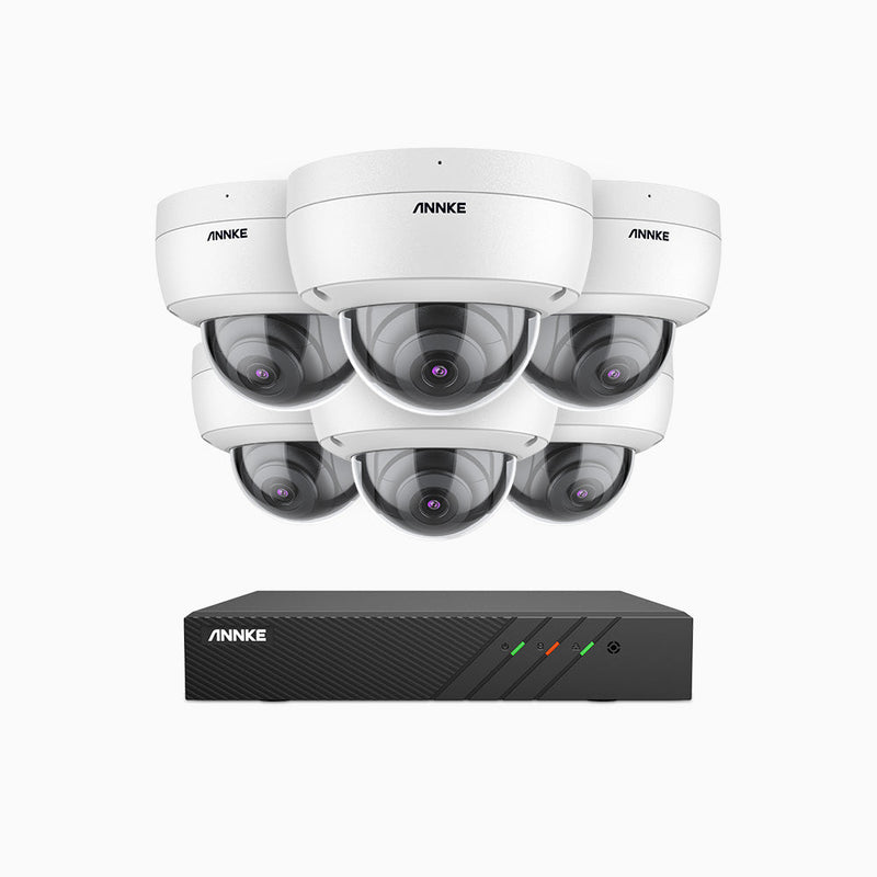 H500 - 5MP 8 Channel 6 Cameras PoE Security System, EXIR 2.0 Night Vision, Built-in Mic & SD Card Slot, IP67, Works with Alexa , IP67
