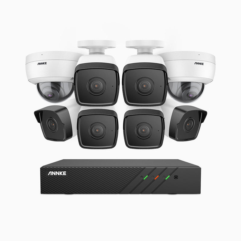 H500 - 5MP 8 Channel PoE Security System with 6 Bullet & 2 Dome Cameras, EXIR 2.0 Night Vision, Built-in Mic & SD Card Slot, RTSP Supported, Works with Alexa , IP67