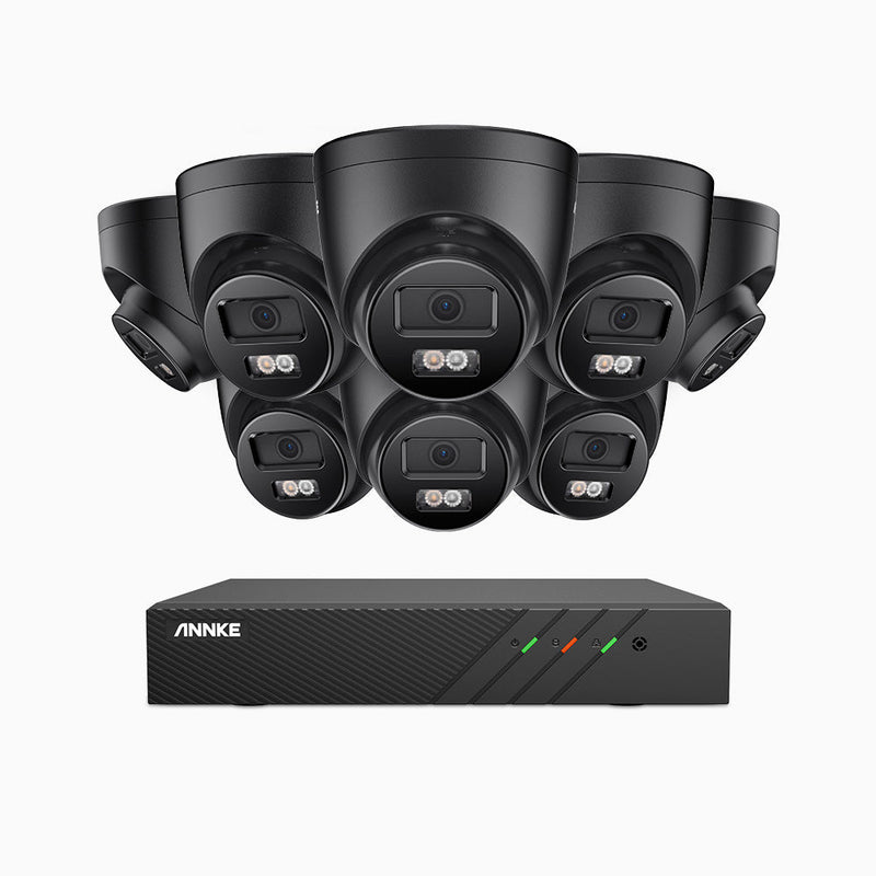 AH500 - 3K 8 Channel 8 Camera PoE Security System, Color & IR Night Vision, 3072*1728 Resolution, f/1.6 Aperture (0.005 Lux), Human & Vehicle Detection, Built-in Microphone, IP67