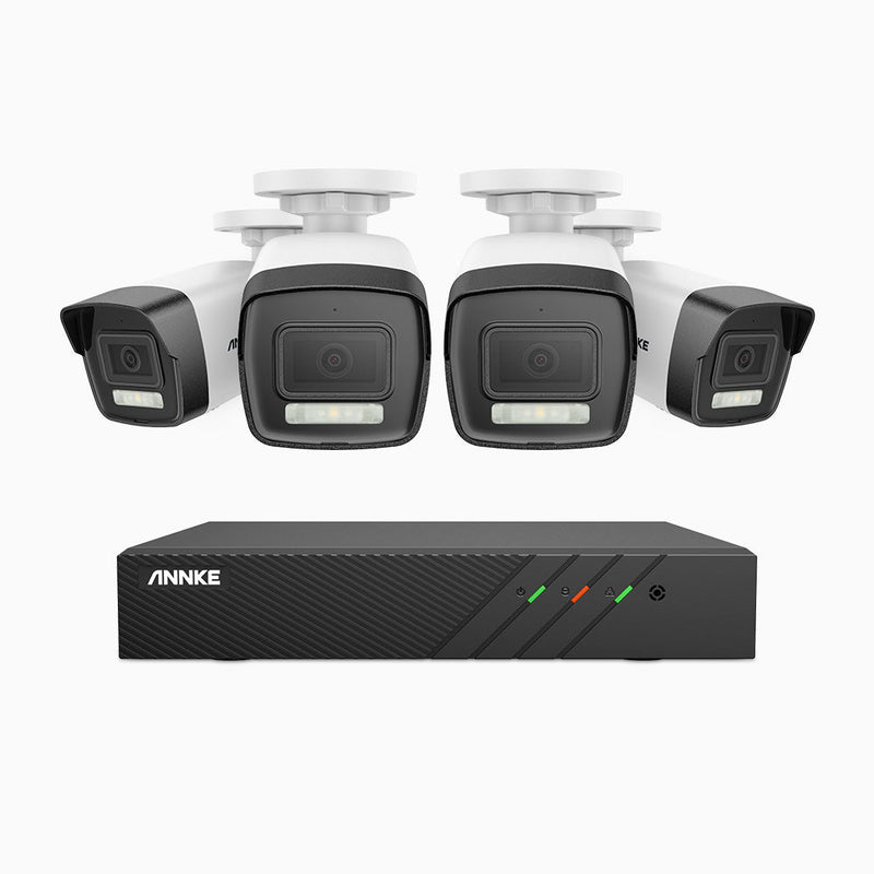 AH500 - 3K 8 Channel 4 Camera PoE Security System, Color & IR Night Vision, 3072*1728 Resolution, f/1.6 Aperture (0.005 Lux), Human & Vehicle Detection, Built-in Microphone, IP67